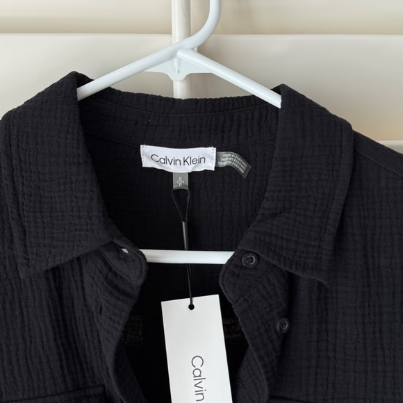 Calvin Klein Short Sleeve Cotton Shirt in Black (Size Small) - Picture 4 of 6